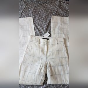 Le chateau cream and blue checkered linen pants